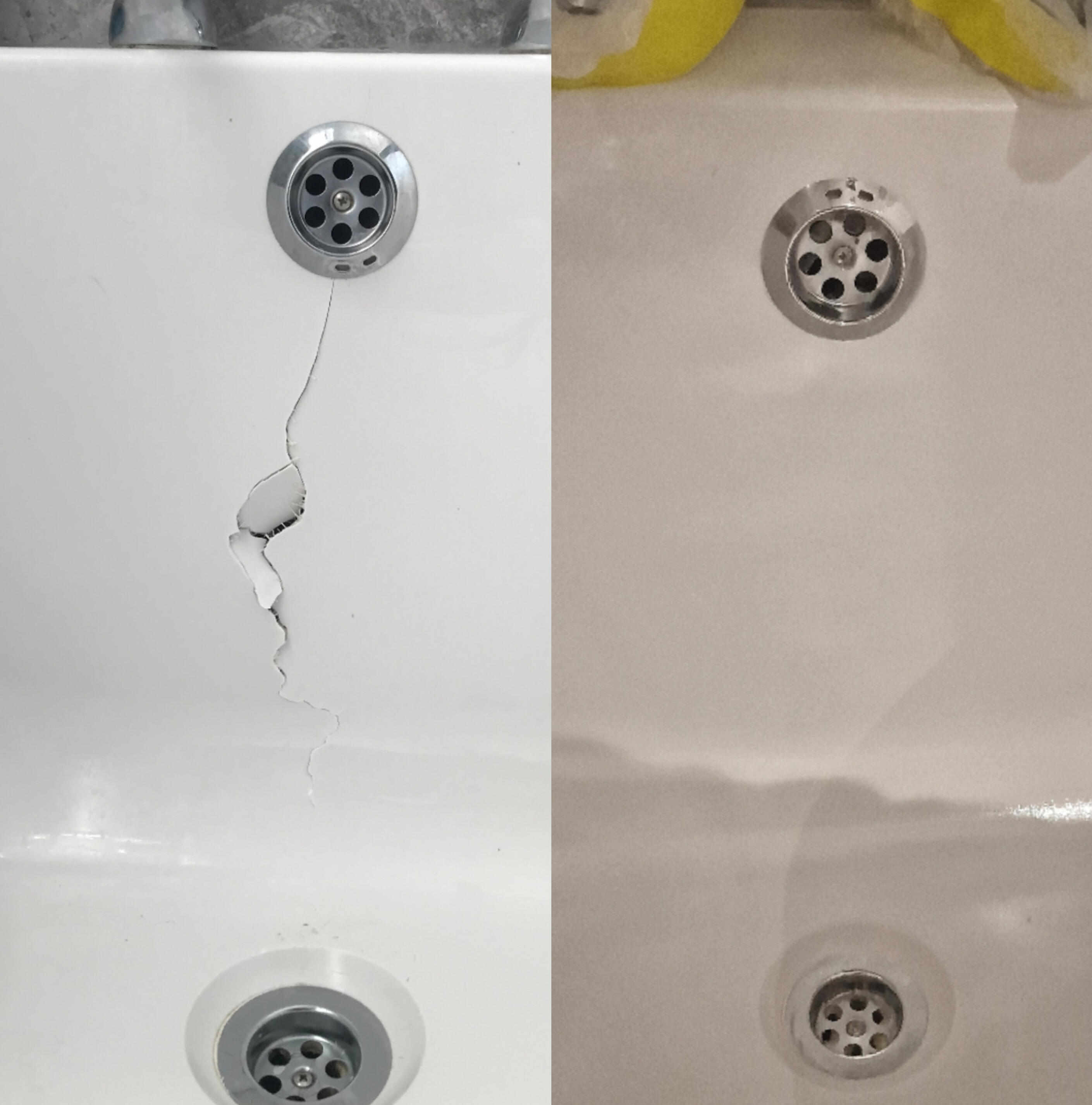 Before & After photos of an Acrylic Bath Crack Repair In Thatcham, Newbury